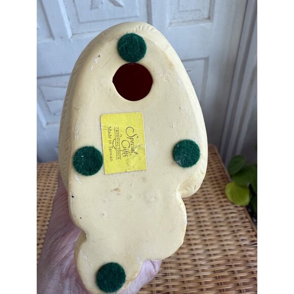 Vintage 80s Bisque Ceramic Set Yellow Cat Figurine and Trinket Box - Picture 5 of 14